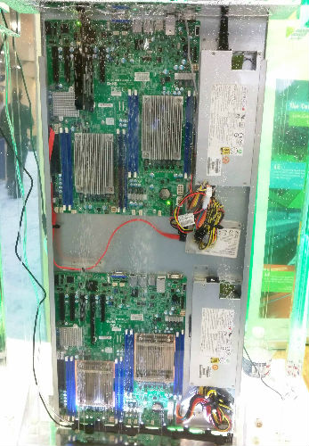 a server submerged in oil