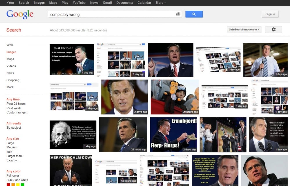 Mitt Romney Completely Wrong Search