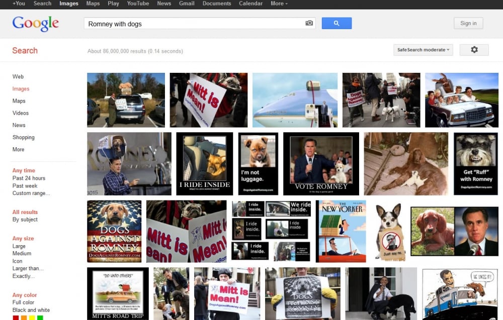 Mitt Romney with dogs search