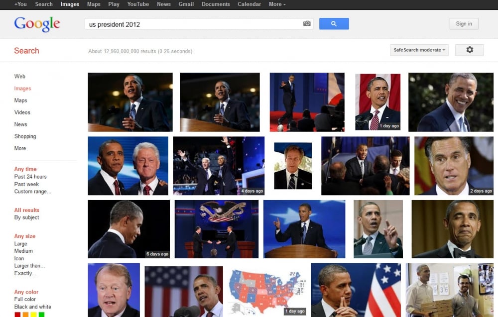 US President 2012 search result Obama