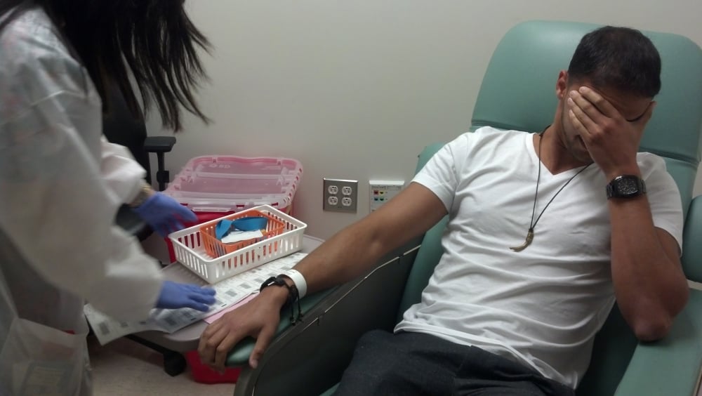 shawn gives blood