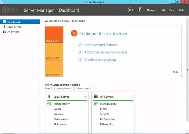 windows server 2012 server manager