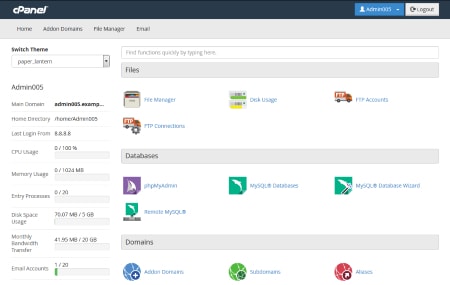 cpanel control panel