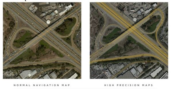 tesla maps compared to regular maps