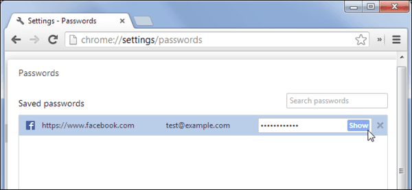 chrome saved passwords header